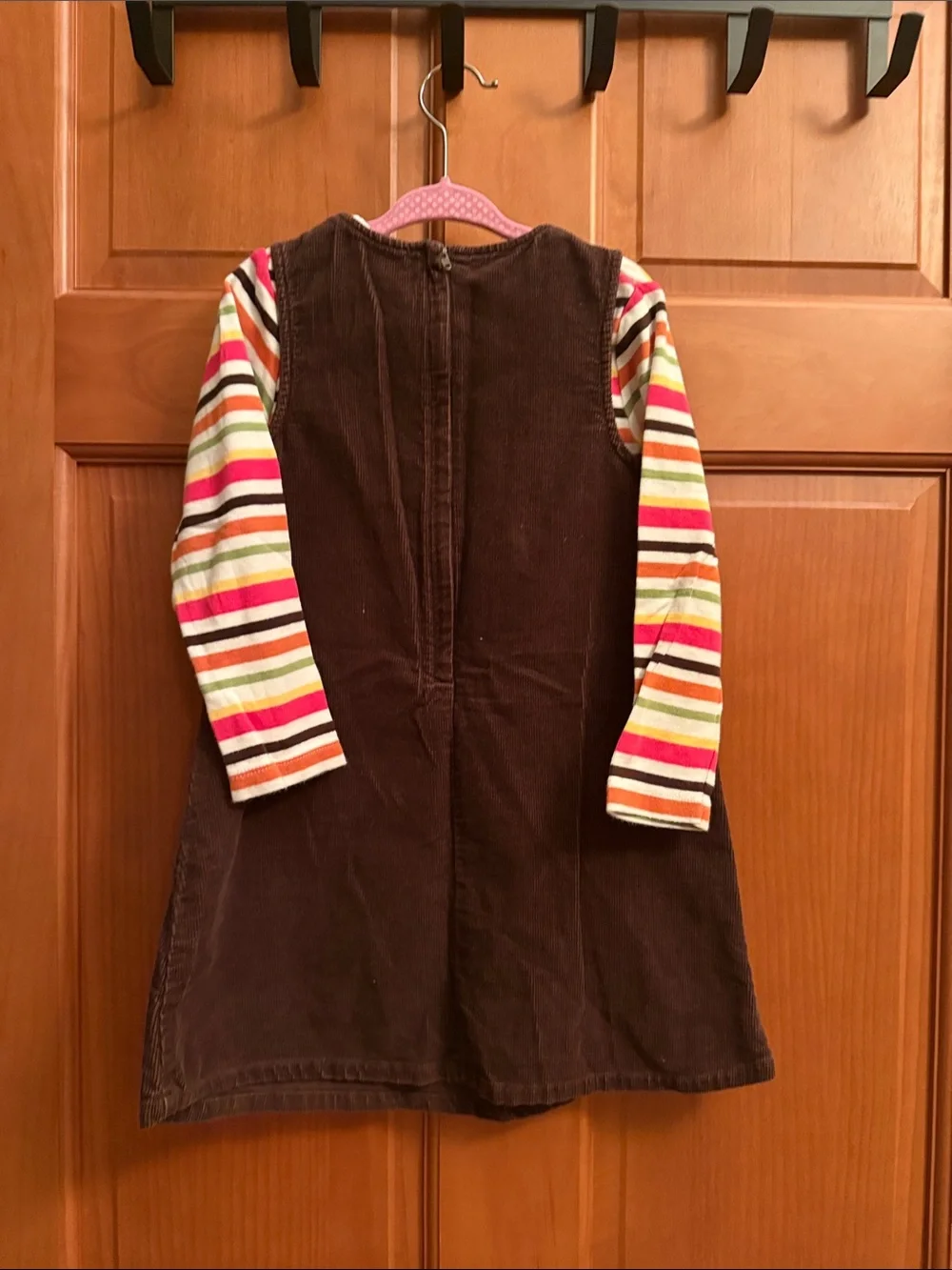 Gymboree Brown Corduroy Pinafore with Striped Long-Sleeve Top